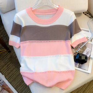 Women’s Color-Blocked Striped Top