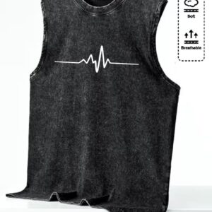 Men's Vintage Washed Retro Sleeveless Kanji Top