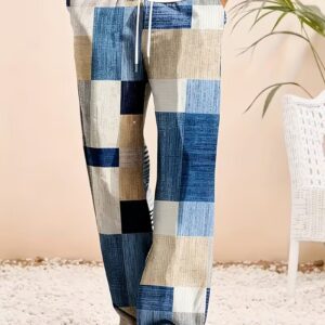 Men’s Vintage Color-Block Drawstring Pants