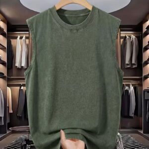 Men's 100% Sleeveless Tank Top Vintage Distressed Style