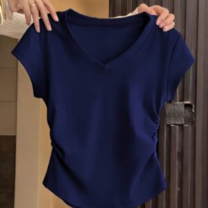 Women’s Solid Color V-Neck T-Shirt