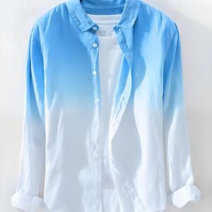 Gradient Color Button-Up Long Sleeve Shirt