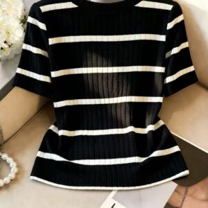 Women’s Elegant Casual Striped Round Neck T-Shirt