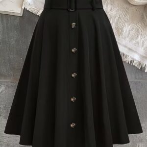 Women’s Casual Button Decor Skirt