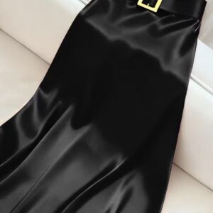 Women’s Elegant Glossy Midi Skirt