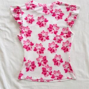 Women’s Elegant Boho Tropical Floral Ruffle Sleeve Top